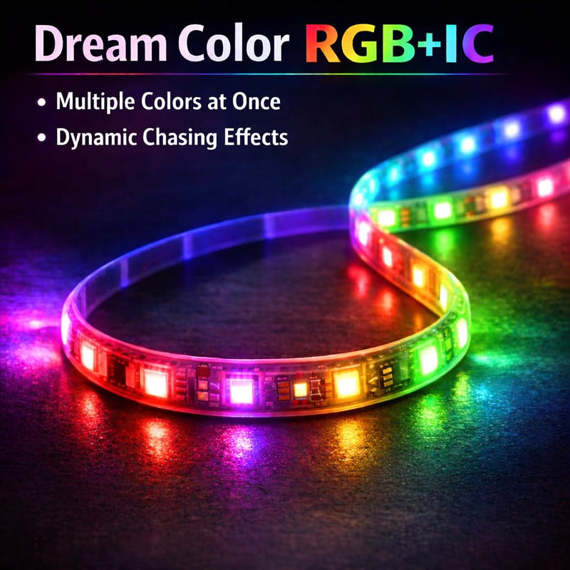 Pontoon Boat Lights Battery Operated RGB+IC Dream Color Marine LED Strip for Duck Bass Kayak , Wireless Waterproof Boat Lights Strip for Deck Interior Courtesy Lights, Night Fishing Light, 16.4FT