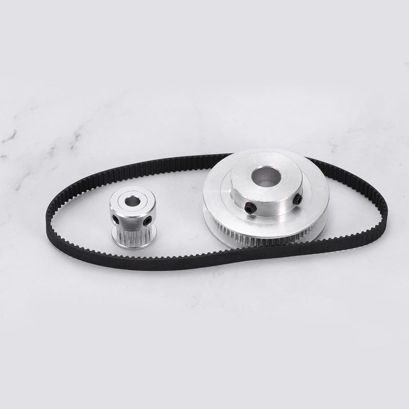 uxcell 2 Set GT-2 Synchronous Wheel 20&48 Teeth 6.35mm Bore, Aluminum Alloy Timing Pulley Wheel with 2Pcs Length 200mm Width 6mm Belt for 3D Printer, CNC Machine (20-48T-6.35B-6)