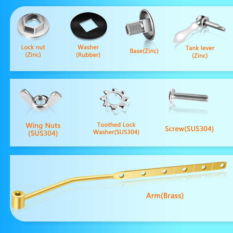 Boltigen Toilet Handle Replacement Kit, Front Mount Flush Handle for Toilet Tank, White Toilet Lever Replacement with Stainless Steel Flapper Chains, for Universal Toilets Flush Repair 1