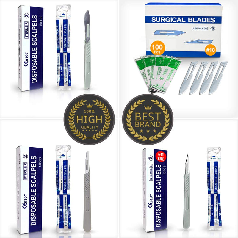 15 Pack Scalpel Blades #11 and Scalpel Handle #3 Stainless Steel, Size 11 Scalpel Blades with Scalpel Handle, High Carbon Steel Dermablade 11 Blades and Handle