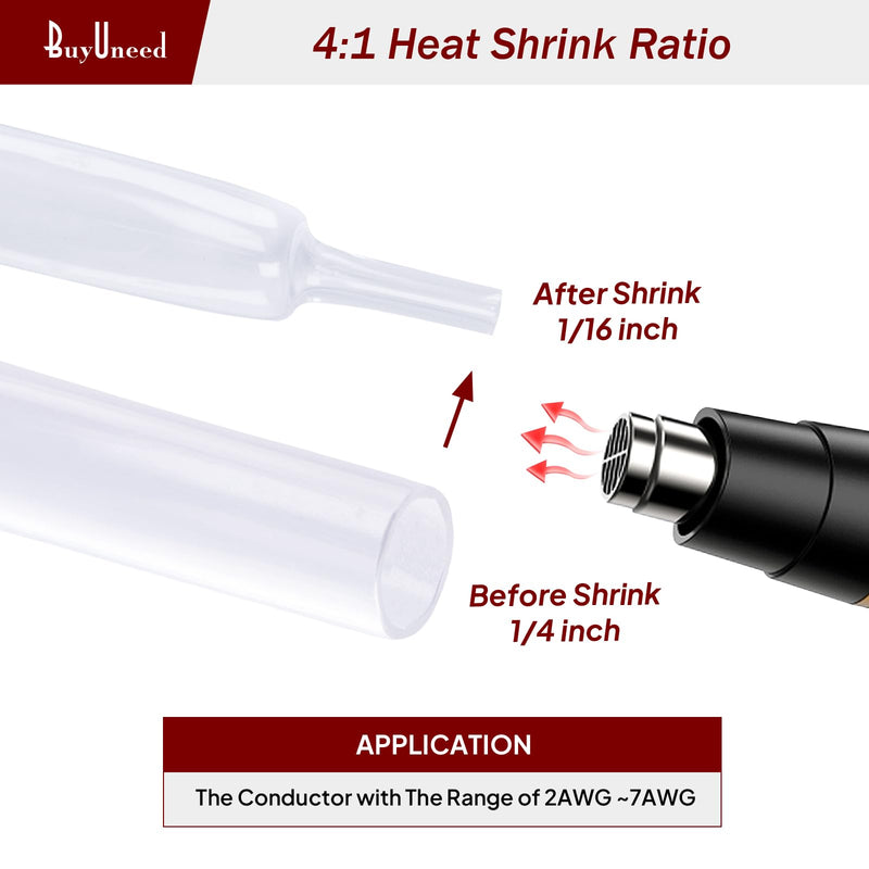 Clear Heat Shrink Tubing 4:1 Adhesive Glue Lined Marine Grade Waterproof Seal Wire Shrink Wrap Tube Dual Wall Insulation (1/4"-18Feet) 1/4"-18Feet