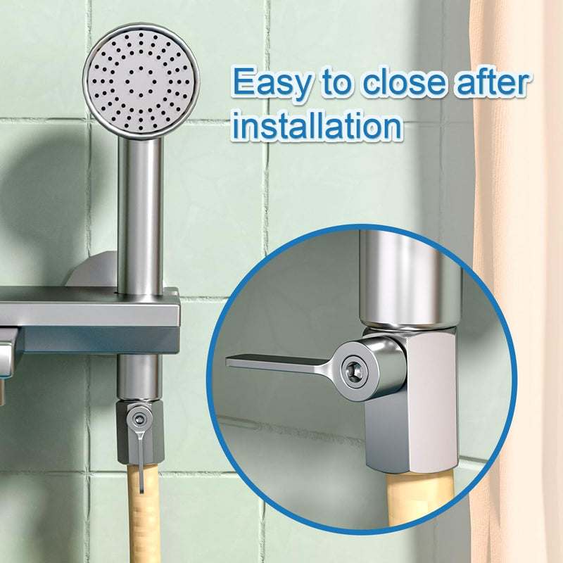 304 Stainless Steel Showerhead Shut Off Valve with Handle, Mini Ball Valve 1/2" Female X Male NPT, Water Flow Control Valve Regulator Chrome, ShowerHead Flow Control Valve 1Pcs