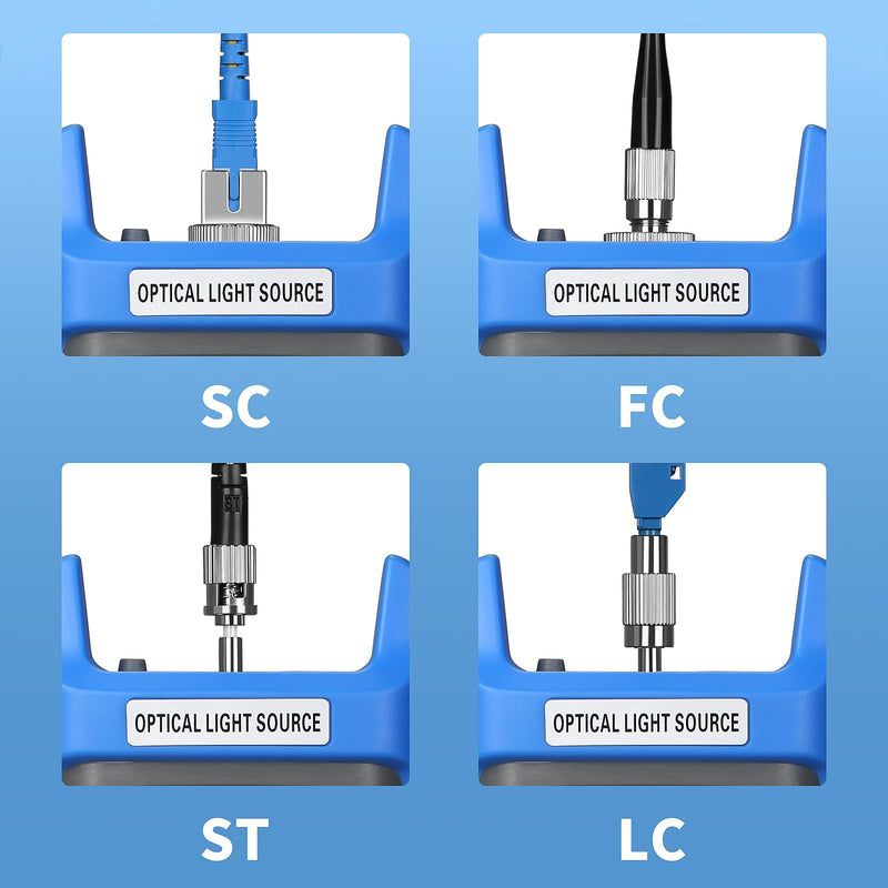 Rechargeable Fiber Optic Light Source A-C1315 Fiber Optic Cable Tester Single-Mode Dual wavelength 1310/1550nm Fiber Optic Power Meter Suitable for SC/FC/ST/LC Interface Equipped with 1 FC-LC Adapter