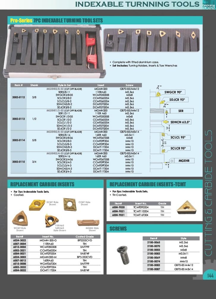 HHIP 2003-0003 1/2 Inch 5 Piece Indexable Carbide Turning Tool Set 1 /2" Shank 5 Piece, Set No - ST 8