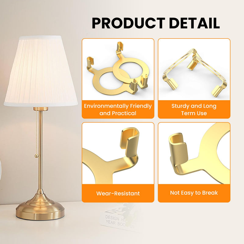E26 Lamp Harp Saddle Base Lampshade Holder 1-7/16" (36 mm) Non-Slip UNO Collar Adapter for E26 Threaded Base, 2pcs Gold Tone