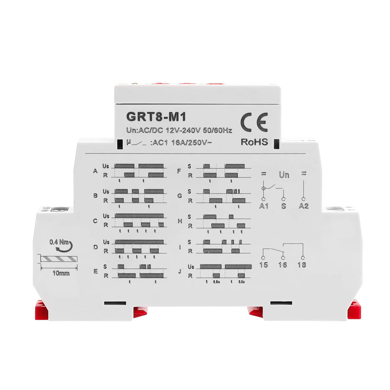 GEYA 16A Multifunction Time Relay 10 Function Choices AC/DC12V-240V 1 Output Control Relay(GRT8-M1,AC/DC12V-240V) AC/DC12V~240V Grt8-m1 - NewNest Australia