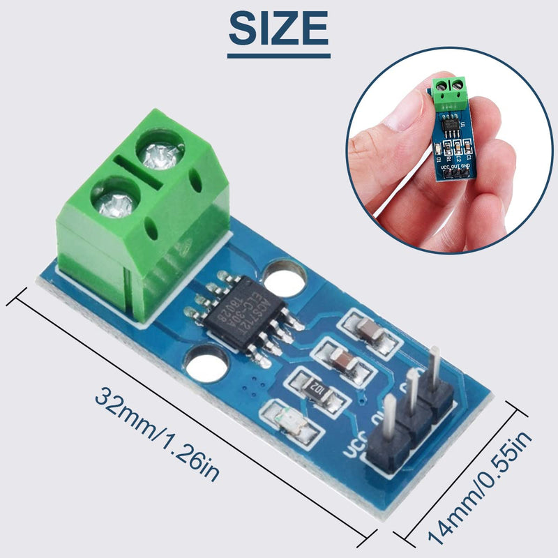 5 Pcs ACS712 30A Range Current Sensor Module Chip ACS712ELC-30A Hall Current Sensor Current Measuring Module with Dupont Cable for Arduino