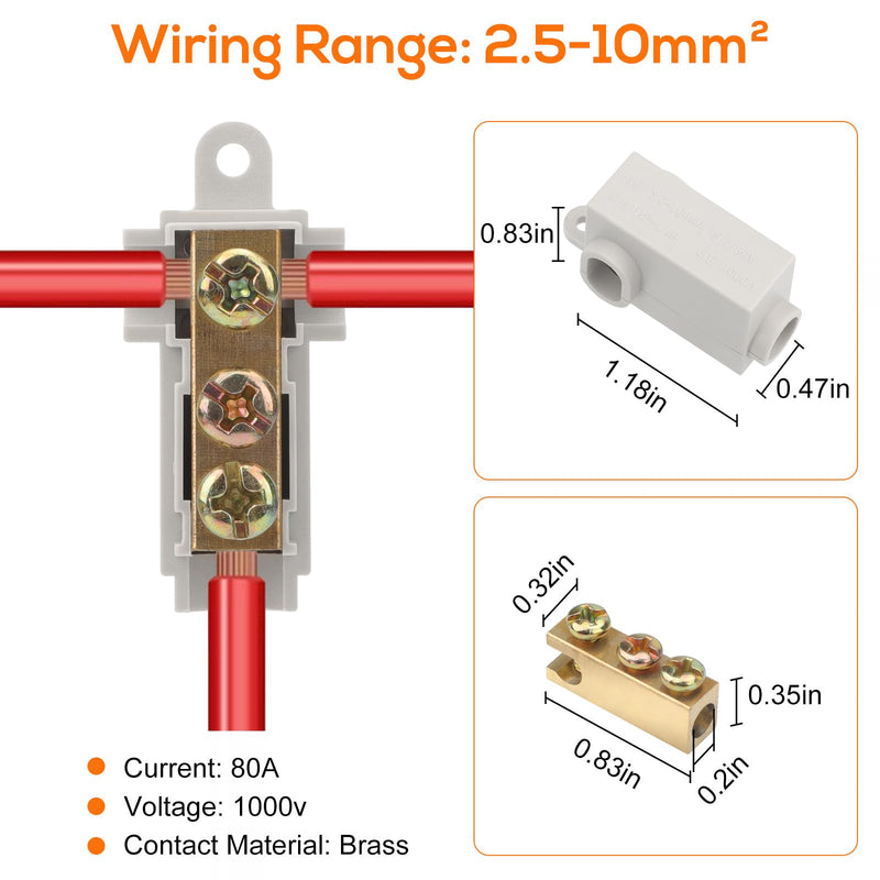 Linkstyle 10PCS 6 AWG Gauge T-Type Wire Connector Nut Kit, 80A Quick Wiring Connection Terminal, Splicing Quick Connector, Soft and Hard Wire Universal 6 AWG 80A