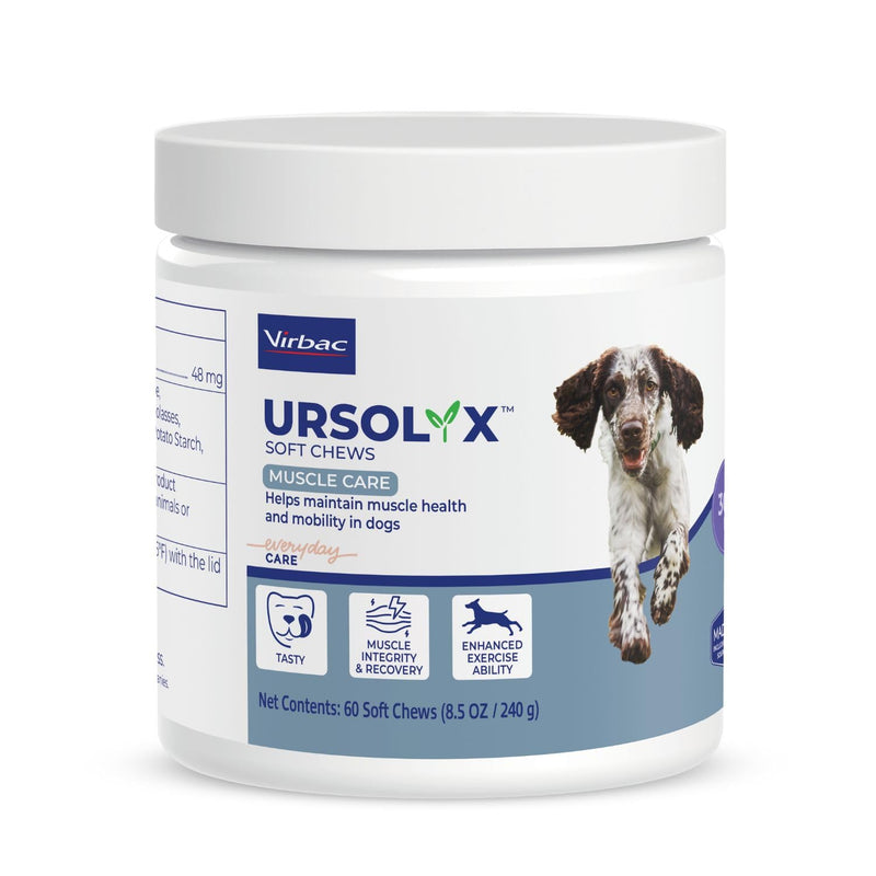 Virbac URSOLYX™ Soft Chews for Dogs | Muscle Health Support for Senior, Active or Recovering Dogs, Medium 30-60lbs | 60 Count 2- Month Supply 1 Pack (60 count)