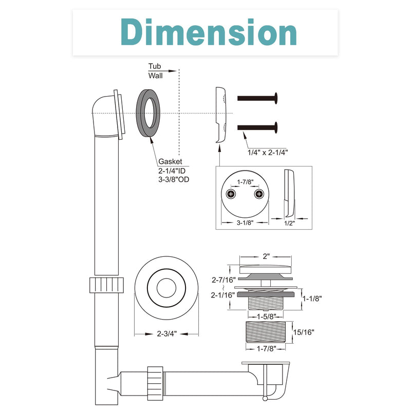 BESTILL Lift and Turn Bathtub Drain Bath Tub Trim Set Conversion Kit, Oil Rubbed Bronze