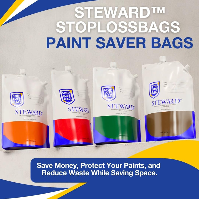 Paint Storage Bags 4-Pack With Funnel, Filler Clip & Caps - 1L Paint Savers 1 L