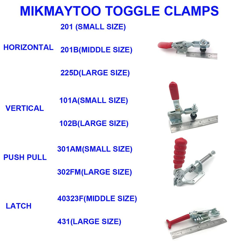 Push Pull Action Toggle Clamps 6 PACK 301AM Latch Anti-slip Hand Tool 110Lbs Holding Capacity Quick Release Clamp … (301AM)