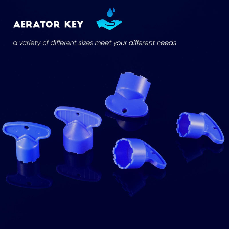 Mudder 5 Pieces Faucet Aerator Key Removal Wrench Tool with 5 Sizes M16.5, 18.5, 21.5, 22.5, 24 Recessed Aerator Key Sink Aerator Wrenches for Cache Aerators Blue