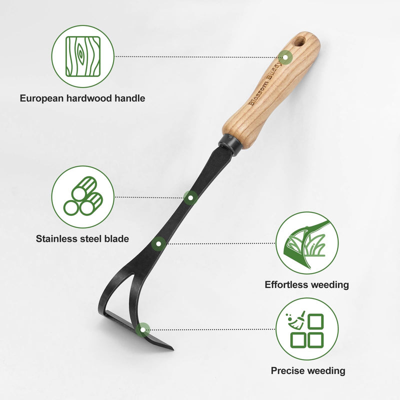 Stainless Steel Bio Onion Hand Hoe, Wooden Handle Garden Weeding Tool, Manual Cultivator