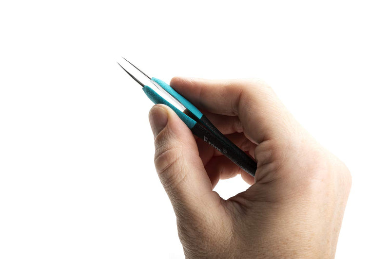 Weller Erem E5SA Stainless Steel Straight Micro Point Anti Magnetic Ergonomic Tweezer, 4.75" Overall Length
