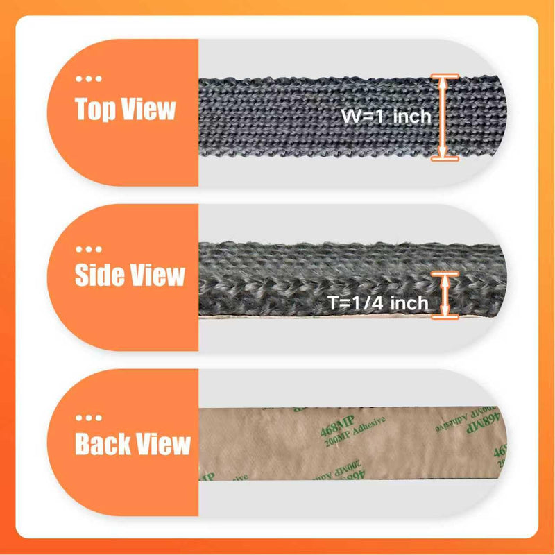 Wood Stove Gasket, Flat Gasket Tape for Stoves and Fireplaces, Self Adhesive High Temperature Resistant Material, 1" Width, 1/4" Thick, Length 72" Woodstove Door Seal Tape 1" Wide - 1/4" Thick