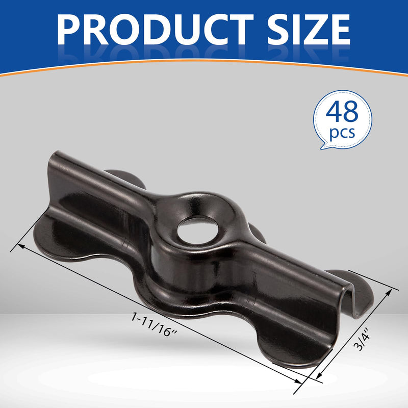 Blulu 48 Sets Alloy Steel Flush Clip with Self-Tapping Screws, 1-11/16 x 3/4 in Half Turn Button Fasteners for Storm Windows, Screens & Combination Door Panels (Double Wing,Black) Double Wing Black