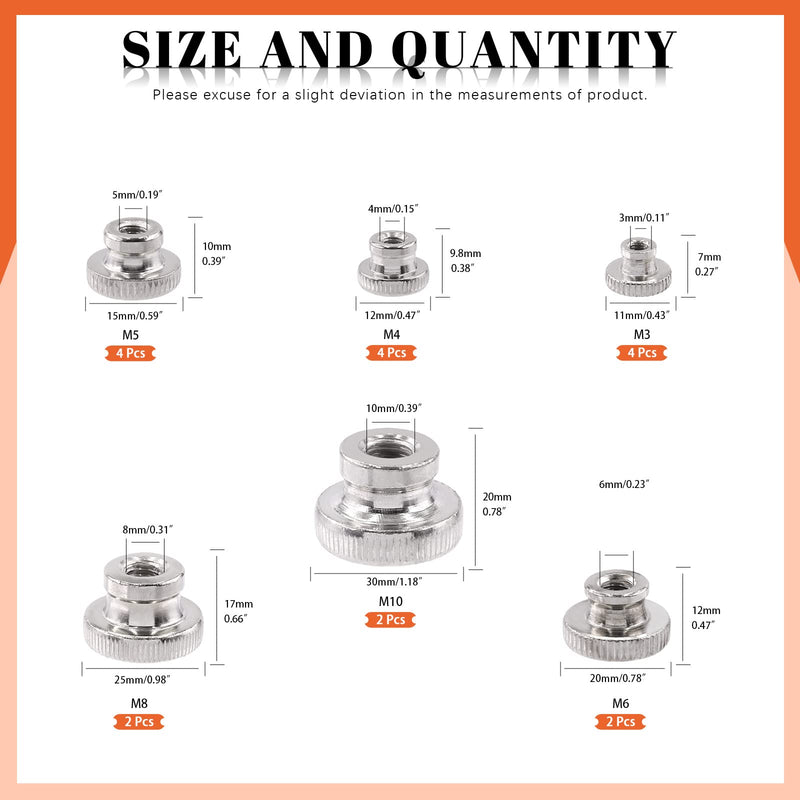 Tanstic 42Pcs Knurled Thumb Nuts, M3 M4 M5 M6 M8 M10 Round Knobs Fasteners with Nickel Plated Adjusting Nuts Metric Thread M3/M4/M5/M6/M8/M10 assortment kit - 42pcs