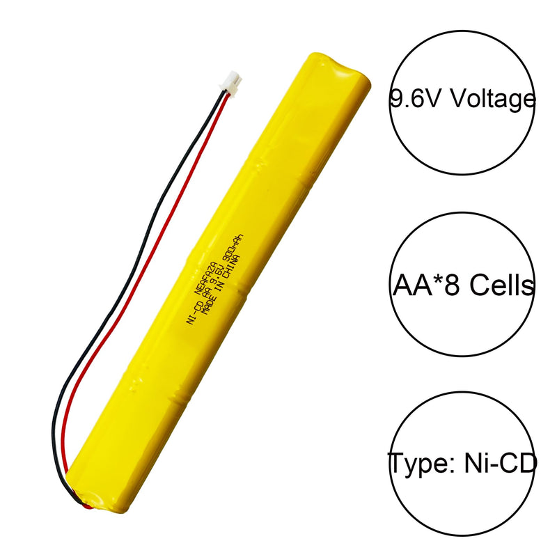 BBAT0043A Ni-Cd 9.6V 900mAh Emergency Light Lighting Fixture Battery Compatible with ELBB003 ELB-B003 ELB-B004 ELBB004 OSI OSA228 DANTONA CUSTOM-306-U BBAT0044A BAA-96 (1 Pack) 1 Pack