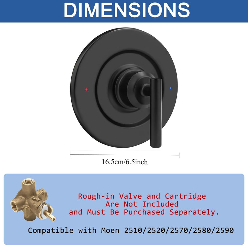 Replacement for Moen T2901BL Gibson Shower Valve Trim Kit,Compatible with Moen Gibson Posi-Temp 2510/2520/2570/2580/2590 Pressure balanced Valves,Posi-Temp Valve Required,Black