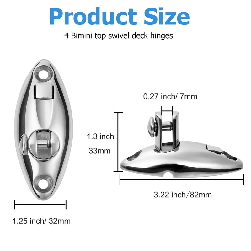 Bimini Tops for Boats Swivel Hinge, Quick Release Boat Bimini Top Swivel Deck Hinge, 360-Degree Rotation, 316 Stainless Steel Bimini Top Hardware Replacement Parts Tracker Boat Accessories(4 PCS)