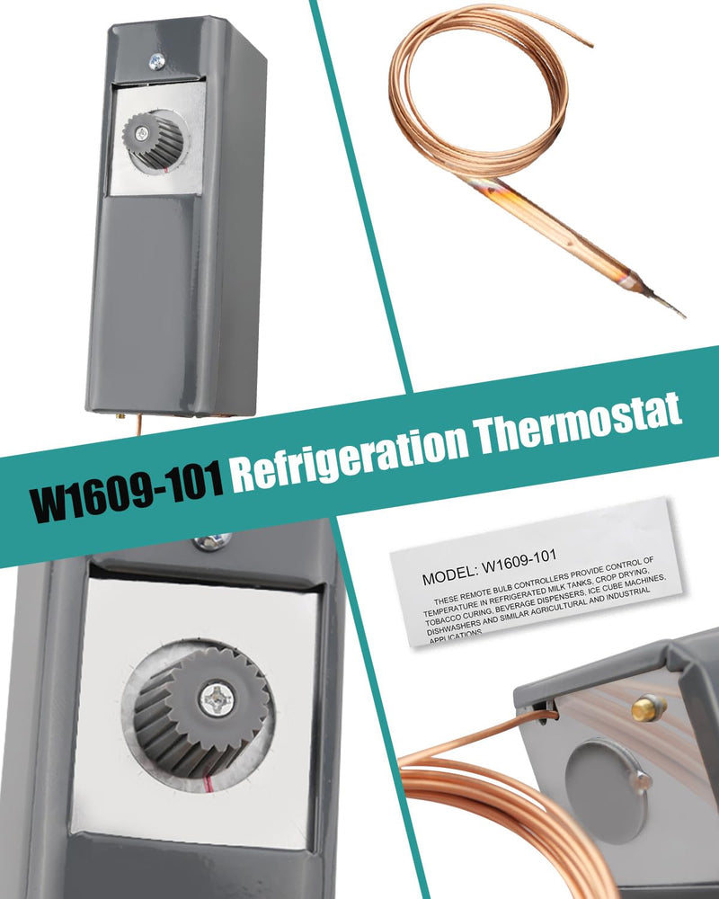 W1609-101 Refrigeratior Thermostat Temperature Controller from -30 Degrees F to 90 Degrees F (-34 Degrees C to 32 Degrees C), Capillary Length 5 Feet