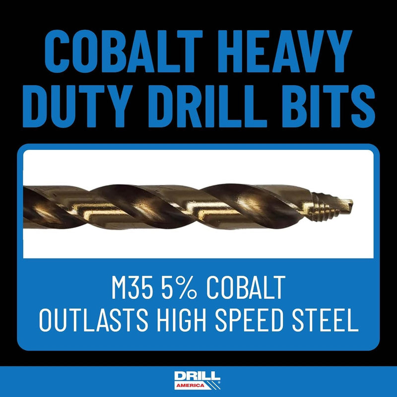 Drill America 7 Piece Cobalt Stepped Point Metric Drill Bit Set (3.00mm, 4.00mm, 5.00mm, 6.00mm, 7.00mm, 8.00mm, 10.00mm), GSC Series 7 Piece Set