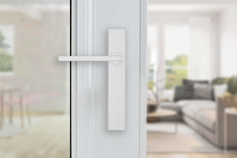 Wright Products Lever Latch Set with No Lock Out Feature, Durable Replacement Latch, Surface Mount Storm and Screen Door Handle for Metal and Wood Doors White Contemporary