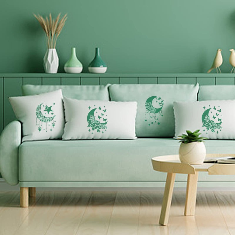 INFUNLY 9PCS/Set Sun Moon Wall Stencils for Painting 12x8 Mandala Tile Stencil Large Flower Star Concrete Floor Stencils Reusable Drawing Template for Painting Wood Canvas Furniture Patio Home Decor Star Moon Stencil