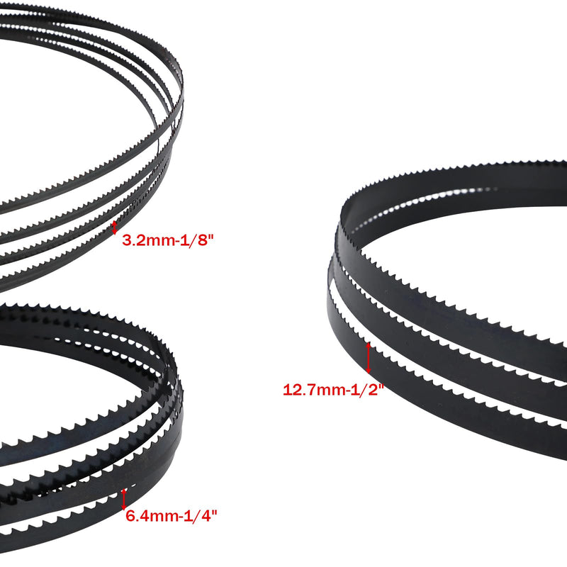 3pcs 93-1/2 Inch Bandsaw Blades Assortment, 1/2" 1/4" 1/8" Wide Band Saw Blades for Woodworking Compatible with Delta Grizzly Rikon 14" Band Saws