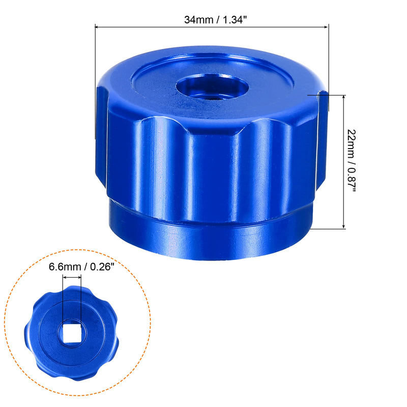 PATIKIL Round Wheel Handle, Faucet Handles Refrigerant Manifold Gauges Knob Square Broach Handwheel Replacement, Aluminum Alloy Blue 1