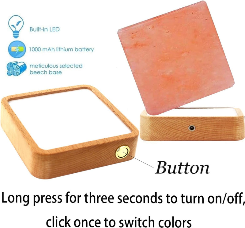 TAOHUA GARDEN Natural Himalayan Cordless Salt Lamp Rock Crystal Rechargeable（Built-in Battery） Remote Control 15colours Decorative Present for Friend