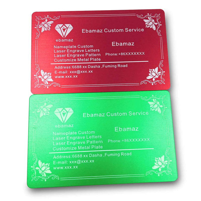 Metal Business Cards Anodized Aluminum Plaque Plate 86X54X0.8mm (Green, Blank,10PCS) Green, Blank,10PCS