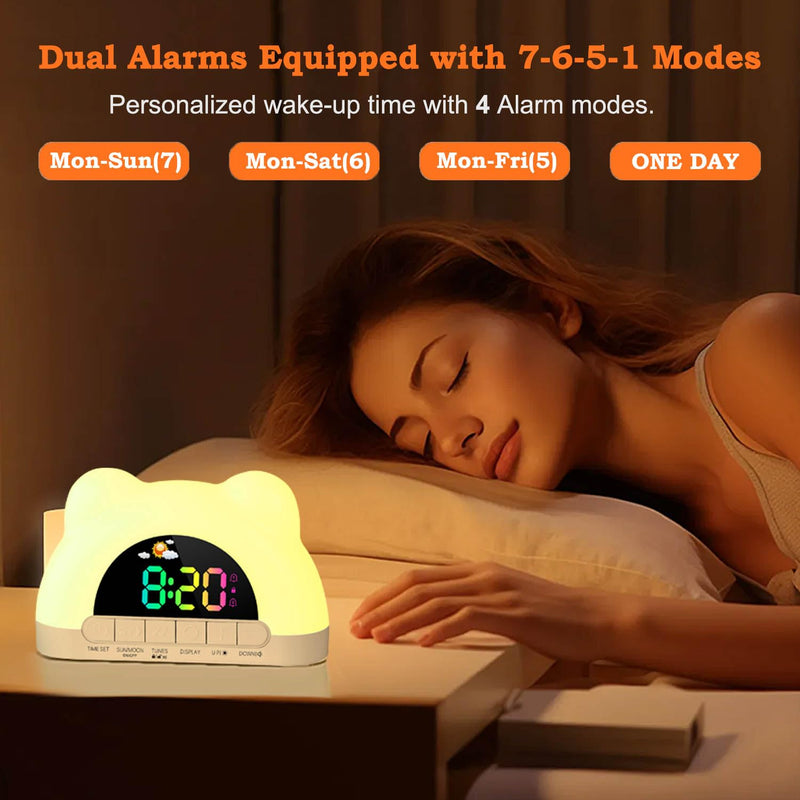 Alarm Clock for Kids, Ok to Wake Clock with Green Light Red Light, Children's Sleep Trainer,10 Ringtones,3 Brightness, Dual Alarms, Digital Alarm Clock for Adults Boy Girl Toddler Bedroom
