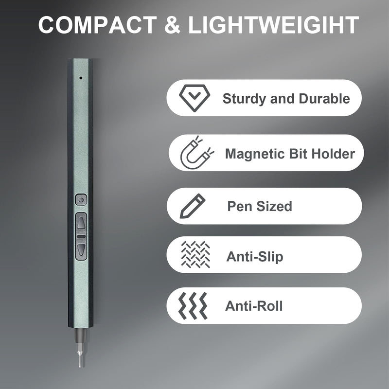 Mini Electric Screwdriver Set,30 in 1 Small Electric Screwdriver Cordless -24 Magnetic Bits, Dual-speed Adjustment, 3 LED Lights, Mini Power Screwdriver Repair Tool Kit,for Phone Camera Watch Laptop Gray