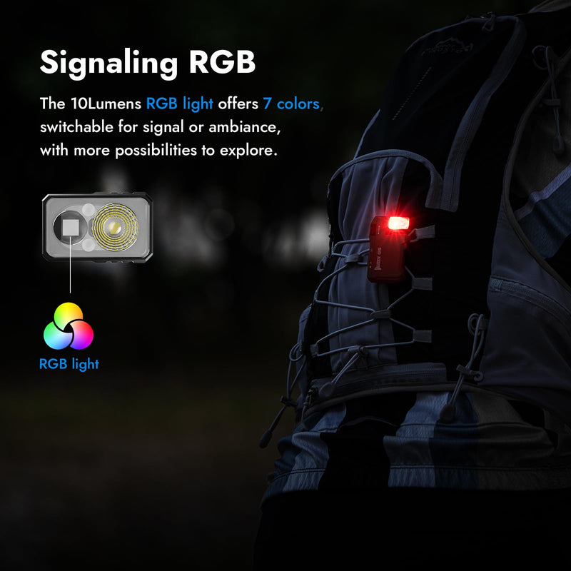 WUBEN G5 Rechargeable EDC Flashlight, 400 Lumens Dual Light Sources Mini Flashlight with RGB Light, Portable Flat Pocket Flashlights, Magnetic Keychain Flashlight for Outdoor Home Emergencies (Black) Black