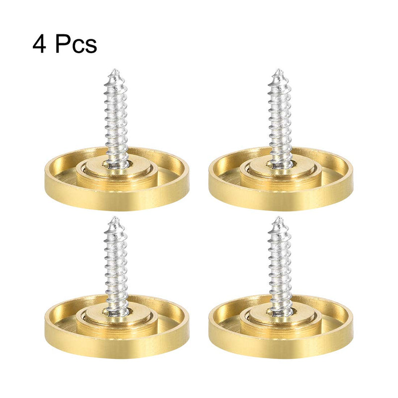 uxcell Mirror Screws Decorative Caps Cover Nails Polished Gold 22mm 4pcs
