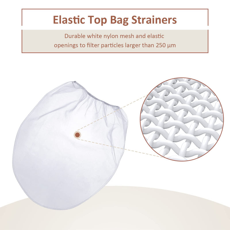 Patelai 10 Pcs 5 Gallon Paint Strainer Bags Regular Fine Mesh/Elastic Top Bag Strainers for Use with Paint Sprayers (White) White
