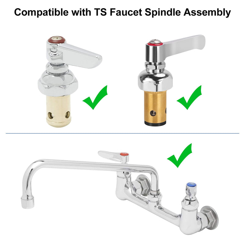 Replacement 002714-40 Hot Side Lever Handle Brass Spindle Assembly Replacement Faucet Cartridge, Handle Stem Assembly Fits for All T&S Faucets, Red