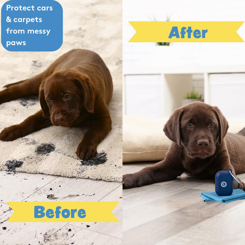 Sweet Paws Portable Dog Paw Towel, Lightweight & Super Absorbent Microfiber, Clips onto Leash, Quick Drying Towel for Dogs Paws with Silicone Case, Dry Dog’s Paws on The Go - Large - Clean Slate Clean Slate (Big) - PawsPlanet Australia