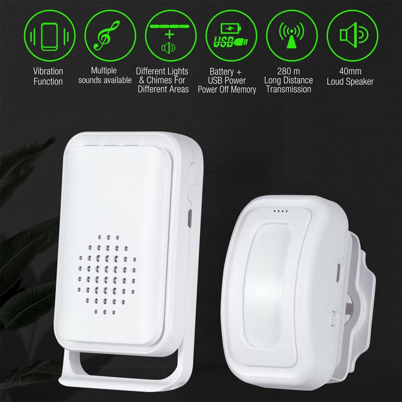 Motion Sensor Doorbell Entry Alert, Shop Store Office Business Home Security Welcome Buzzer Monitor Alarm, Wireless Door Chime with 2 Sensor & 1 Receiver