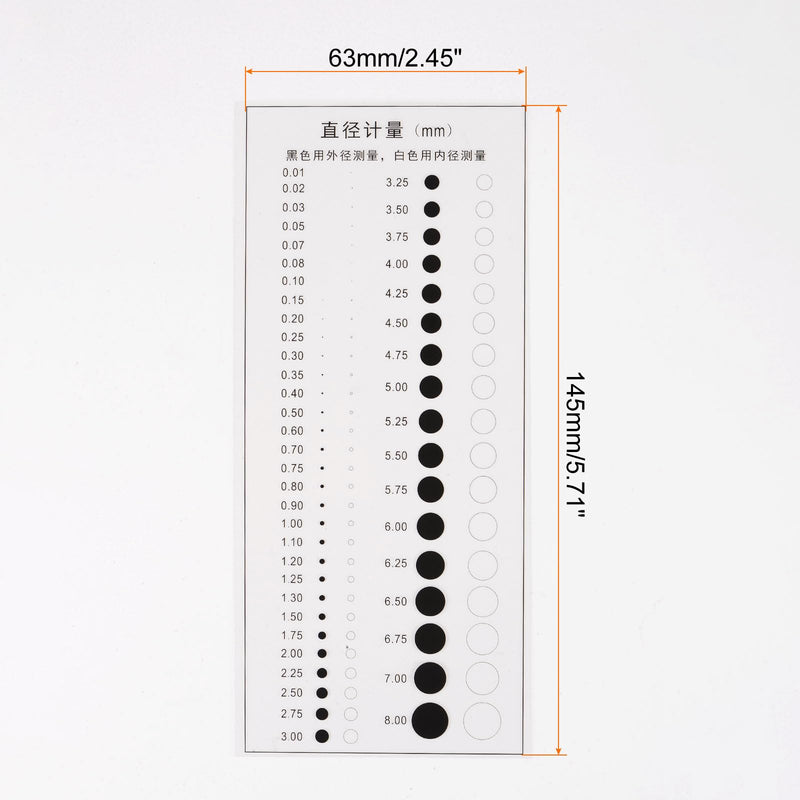 HARFINGTON High Precision SEC Size Estimation Chart Transparency Flaw Detection Film Ruler for Diameter Defects Measuring
