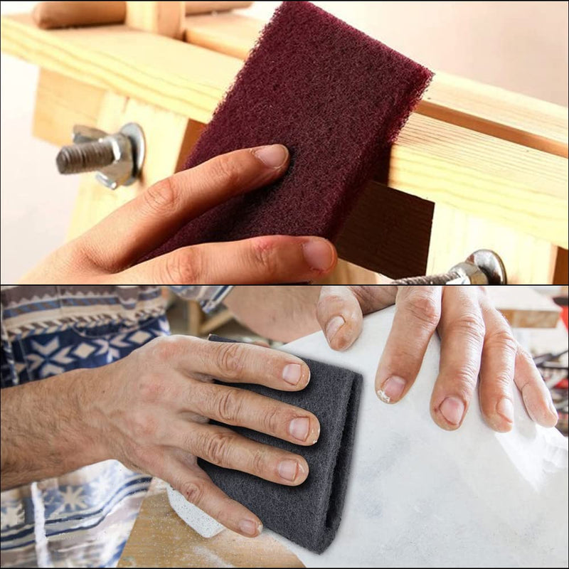8 Scuff Pad Variety Pack, 4 Each Maroon, Gray, Scuffing, Scouring, Sanding, Cleaning, Blending, Paint Surface Prep Adhesion - 6" x 9" Automotive Auto Body 7447&7448 4*Maroon, 4*Gray 7447&7448