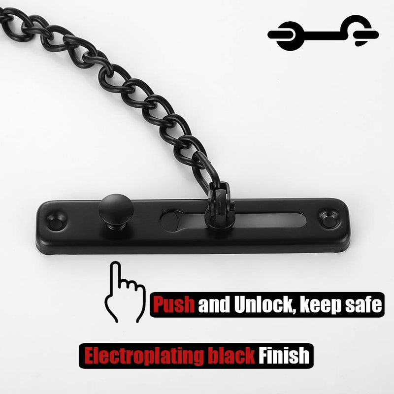 JQK Door Chain Lock Black, Stainless Steel Door Guard with Spring Anti-Theft Press Lock, Matte Black, HDC100-PB 1