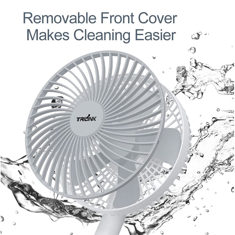 TRILINK 6-Inch Rechargeable Small Desk Fan, Portable Battery-Operated Table Electric Fan with 4 Speed Levels, Personal Mini Fan for Home Bed Study Room Bedroom Office Camping Cooling - Quite & Silent