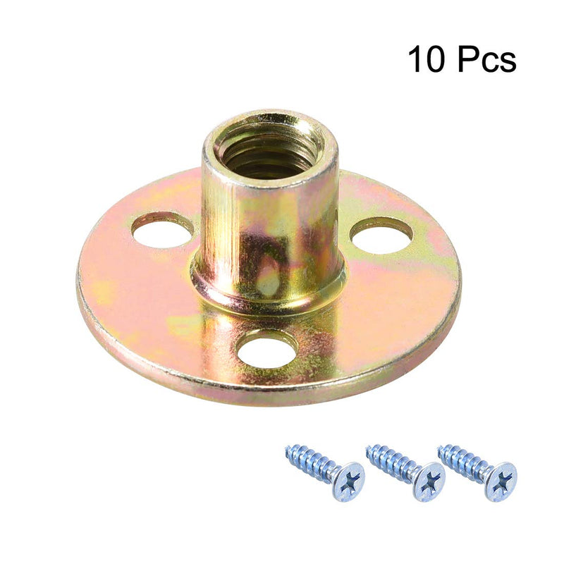 uxcell M10 Brad Hole Tee Nut Carbon Steel T-Nuts Furniture Hardware Flange Insert Female Thread with Screws 10pcs