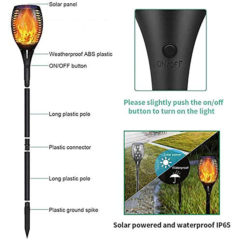 YoungPower Landscape Solar Torch Lights, Waterproof Flickering Flames Torches Lights Outdoor Flame Lights Decoration Lighting Dusk to Dawn Auto On/Off Security Light for Deck Yard Driveway, 2P 2 Pack