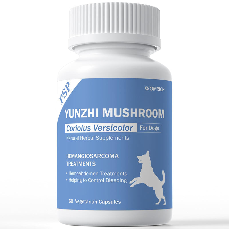Quick Stop Bleeding for Dogs, Yunnan Sanqi Capsules for Dogs for Hemangiosarcoma, Hemoabdomen, Severe Bruising, Hemangiosarcoma & Hemoabdomen - Rich in PSP & Beta Glucans, Turkey Tail 60 Capsules