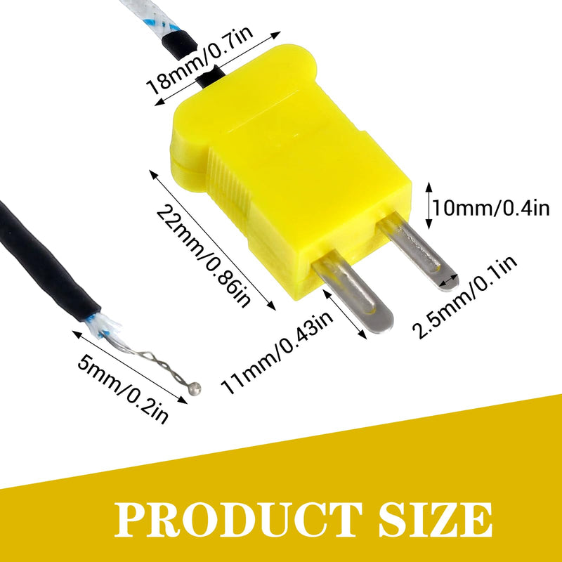 12 Pcs 3 Meters K Type Thermocouple Wire Temperature Probe Sensor Measure Range -50 to 400 Celsius, Compatible with TM902C/ TES1310 | Measure Range -50 to 400 Celsius, Compatible with TM902C/ TES1310