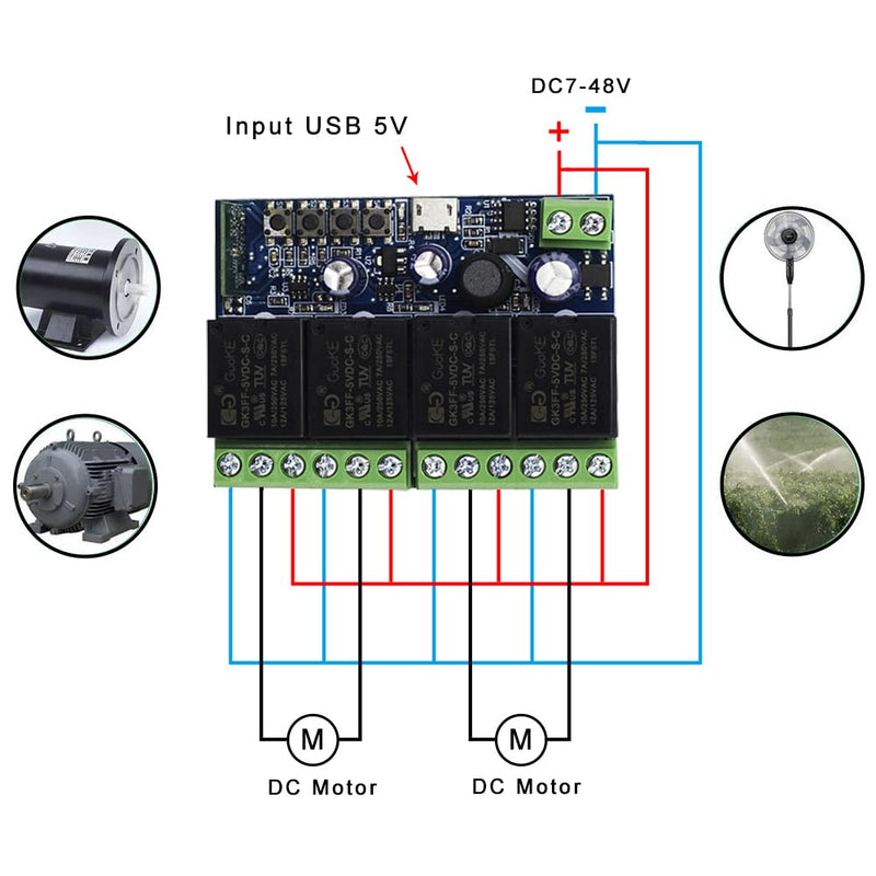 Ewelink WiFi Wireless Smart Relay Module USB 5v 4 Channel Inching Self-Lock Latched Dry Contact Remote Toggle Switch for Access Control, Garage Door,Home Automation, Compatible with Alexa Google Home 1 x 4-Channel + Transmitter
